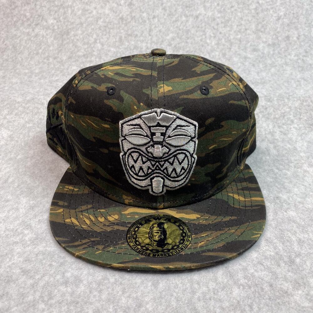 Vintage Farmers Market Hawaii Snapback Hat Embroidered Camouflage